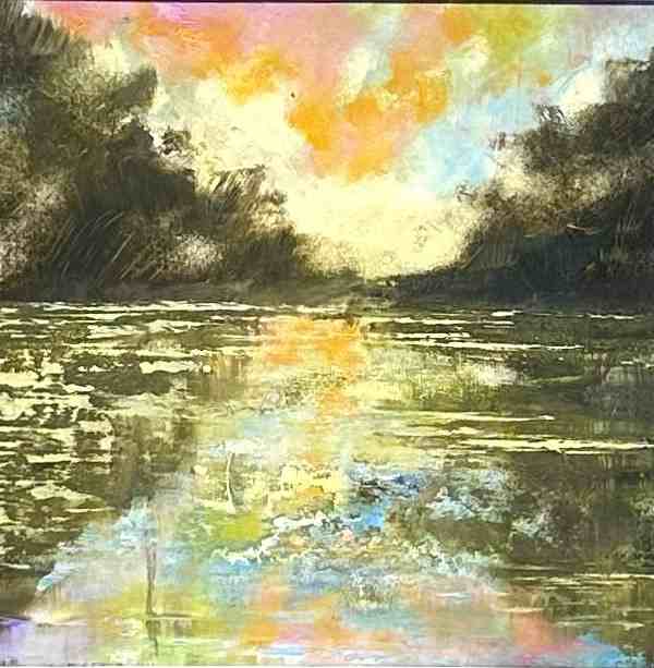 Canvas Board Painting Abstracted Landscape